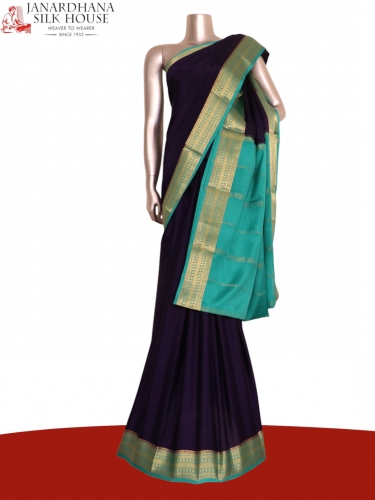 Classic Contrast Pure Mysore Crepe Silk Saree